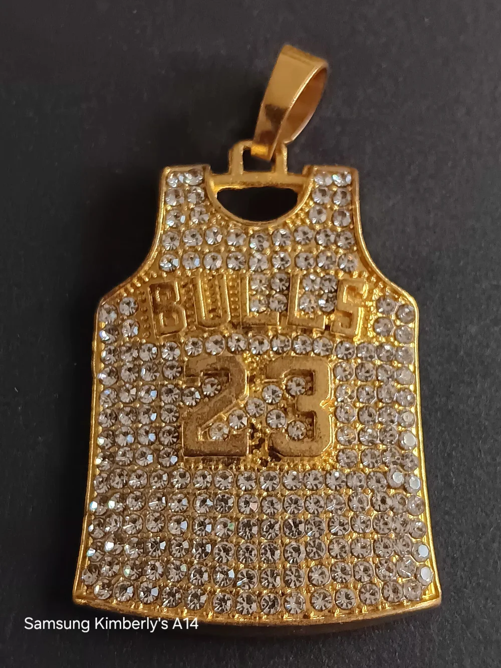Gold Rhinestone Bulls 23 Pendant Necklace
